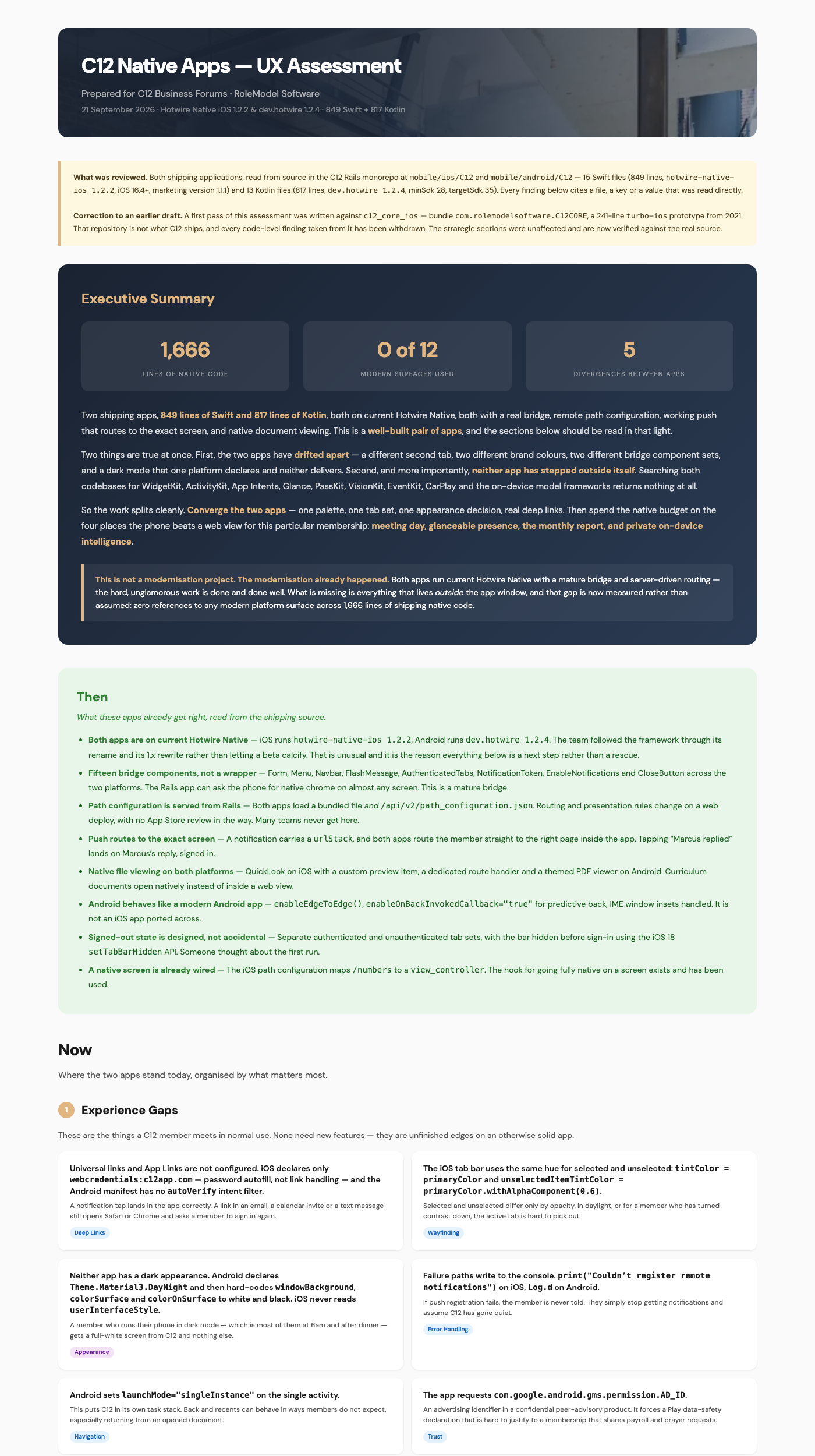 C12 UX assessment report