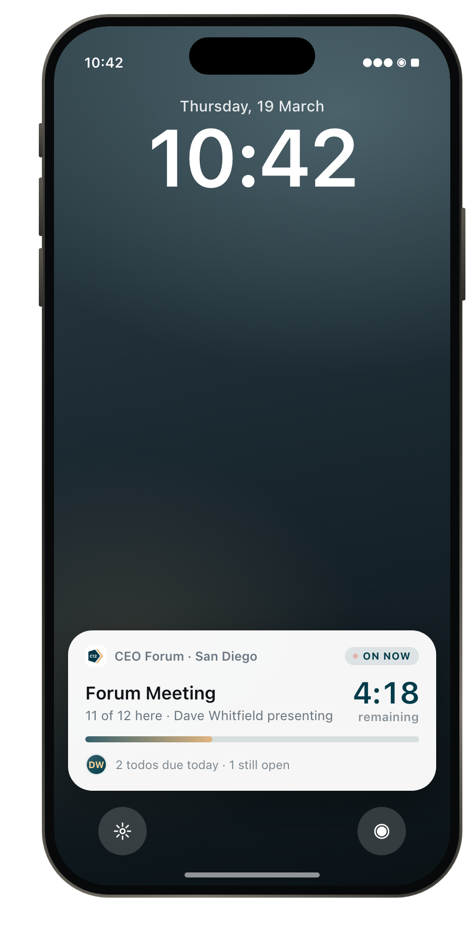 C12 Live Activity on a Lock Screen